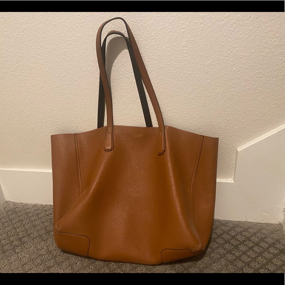 Tory Burch brown leather reversible tote